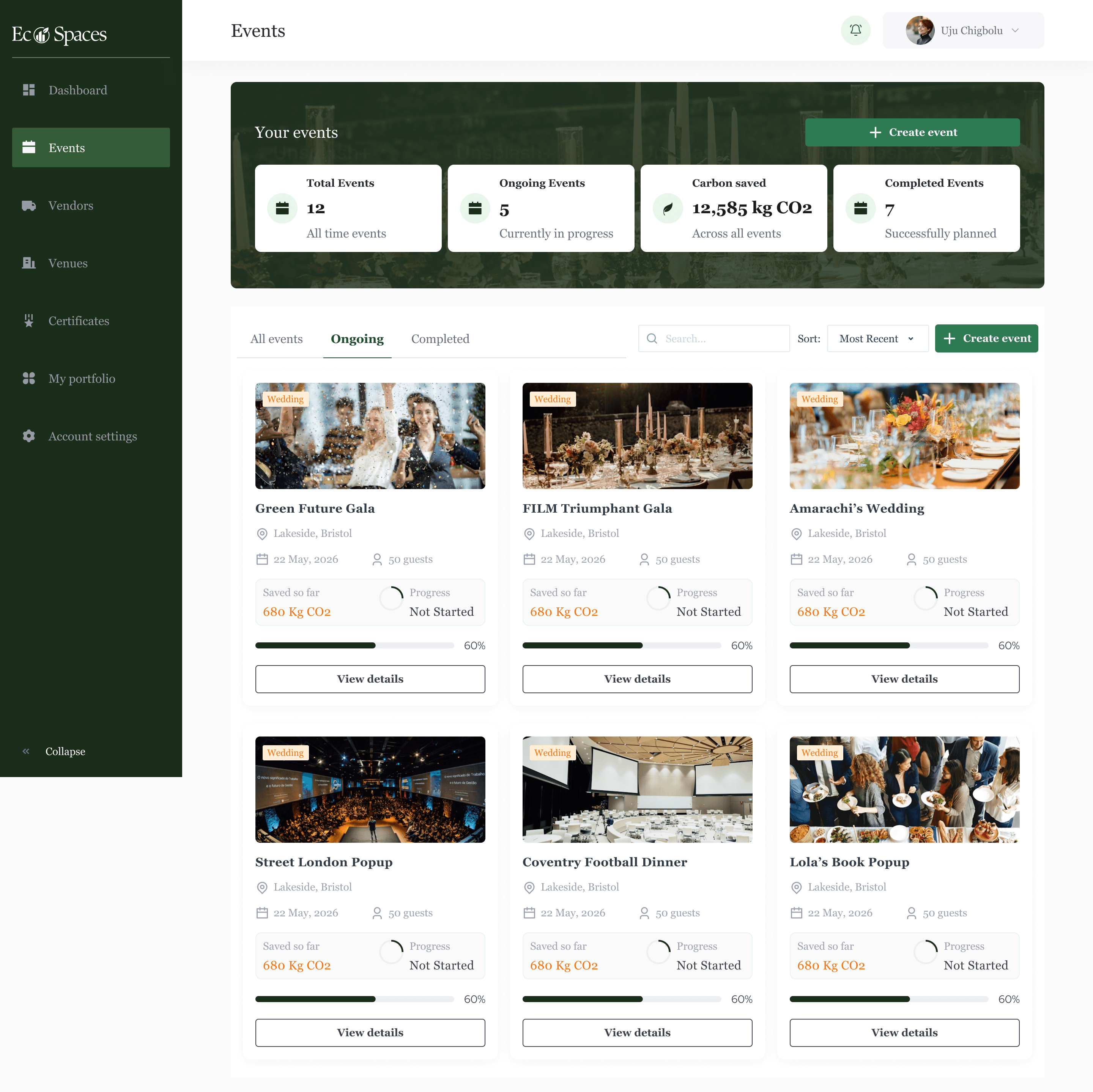 EcoSpaces dashboard preview